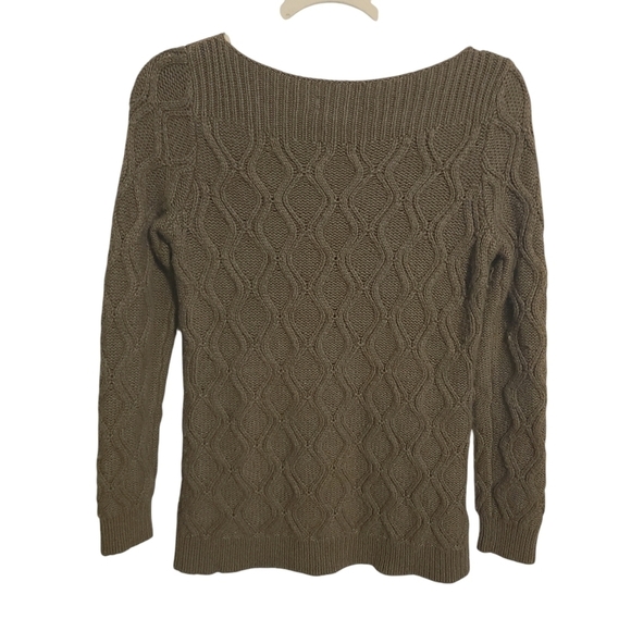 LOFT | Women's Olive Green/Brown Cable Knit Wool Blend Sweater (Size Medium) - Picture 1 of 14
